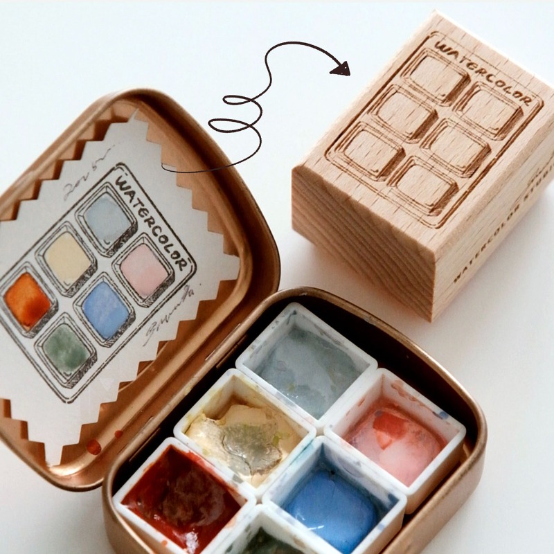 Color Checker Card - 6 Izgara Suluboya Renk Kartı Ahşap