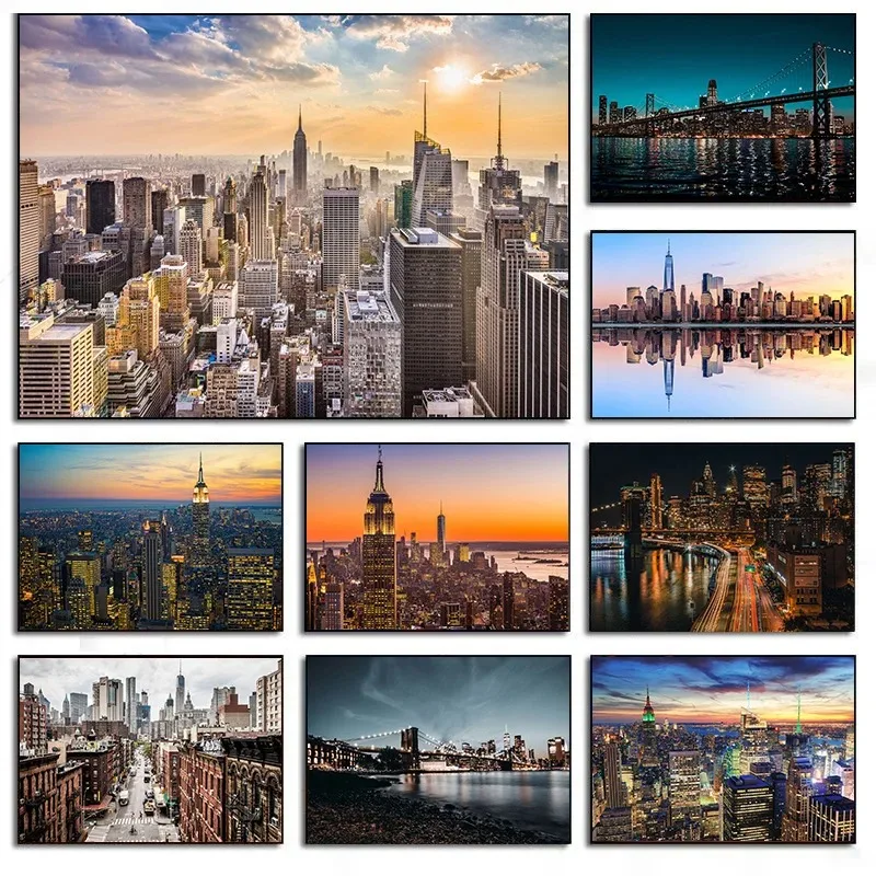 Photography New York - New York şehir gece Skyline manzara
