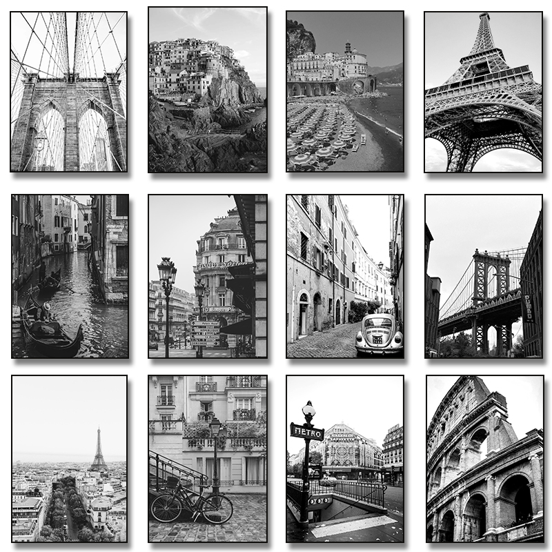 Photography New York - Çerçevesiz Siyah Beyaz Şehir New York