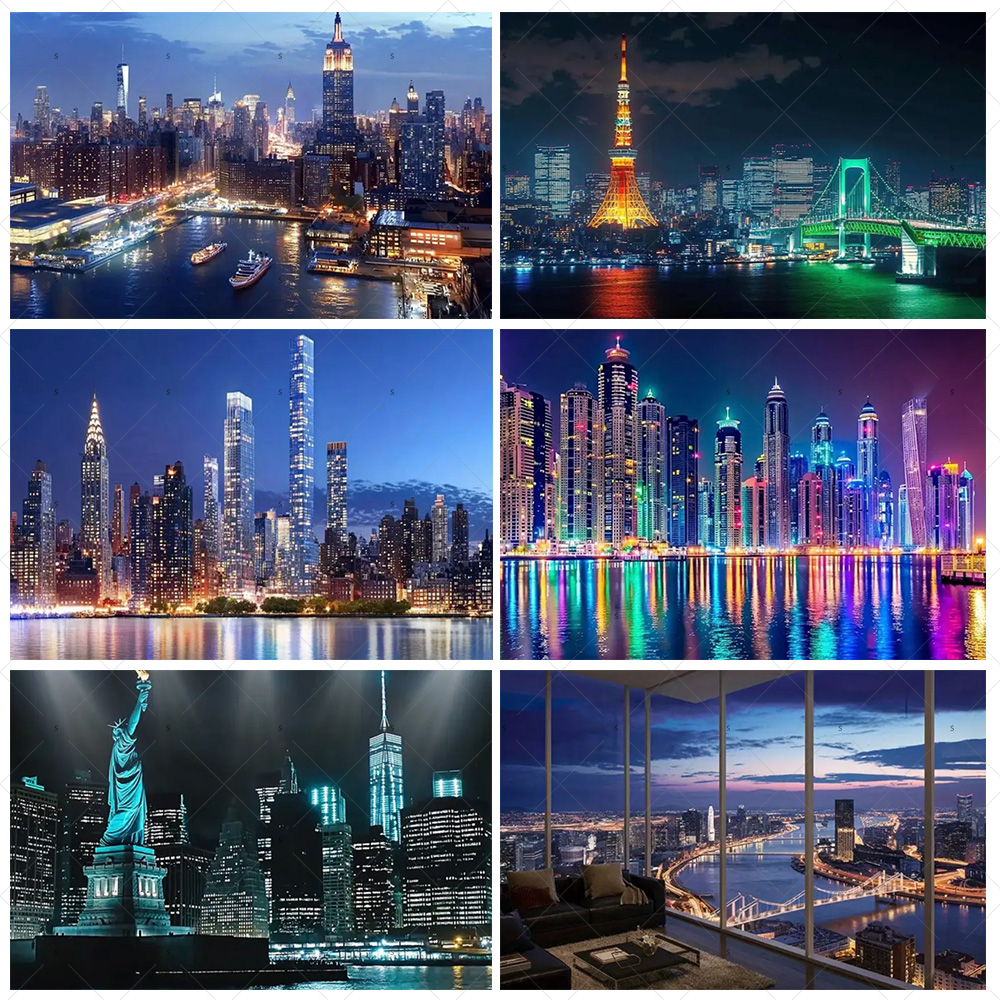 Photography New York - Gece Görünümü Yüksek Katlı Bina Arka