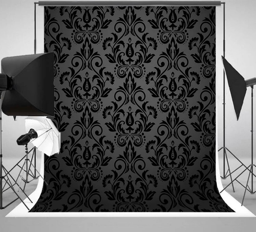 Photography Dark Cloth - Siyah gri beyaz şam koyu çiçek