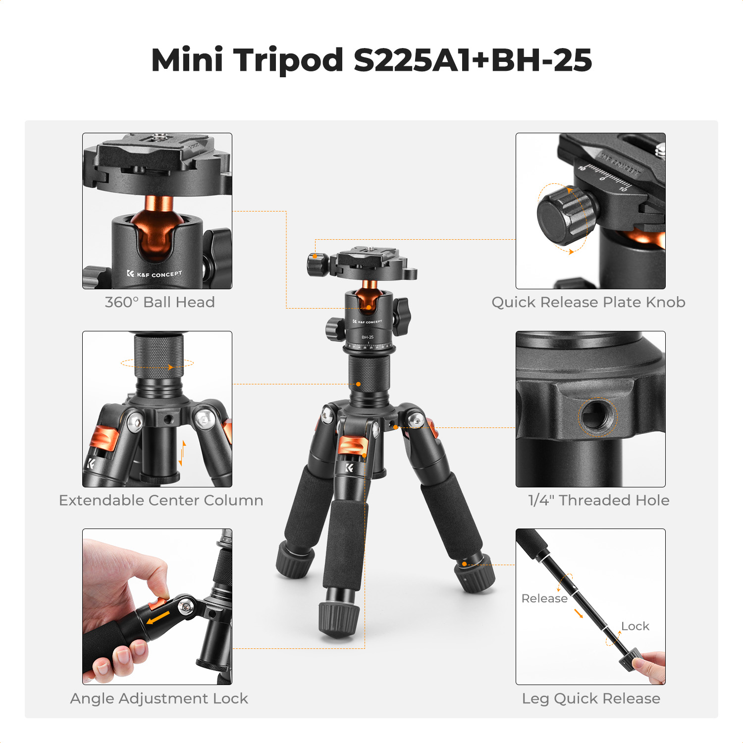 K&F CONCEPT 52cm Masaüstü Mini - Camera Tripod Carbon incelemesi ve fiyatı