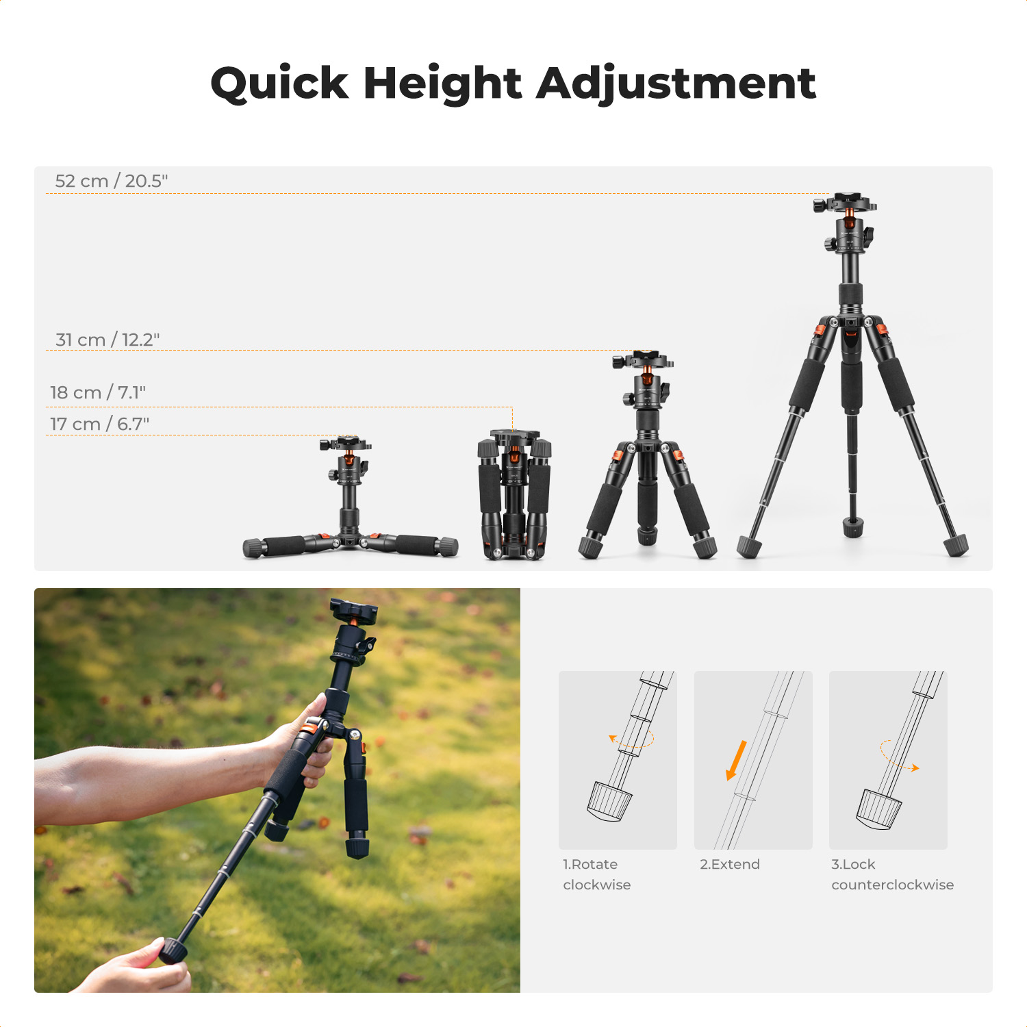 K&F CONCEPT 52cm Masaüstü Mini - Camera Tripod Carbon incelemesi ve fiyatı